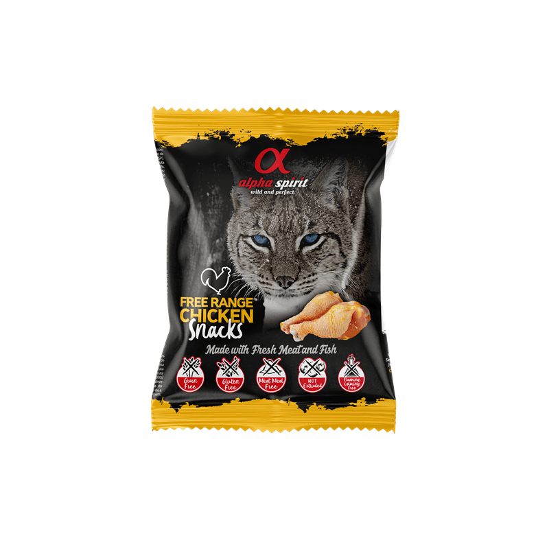 alpha spirit Cat Snacks Bag gewürfelt Freiland-Huhn