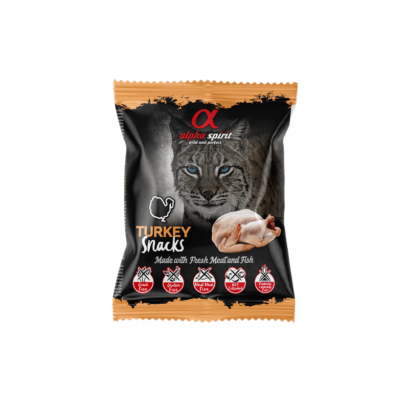 alpha spirit Cat Snacks Bag gewürfelt Truthahn