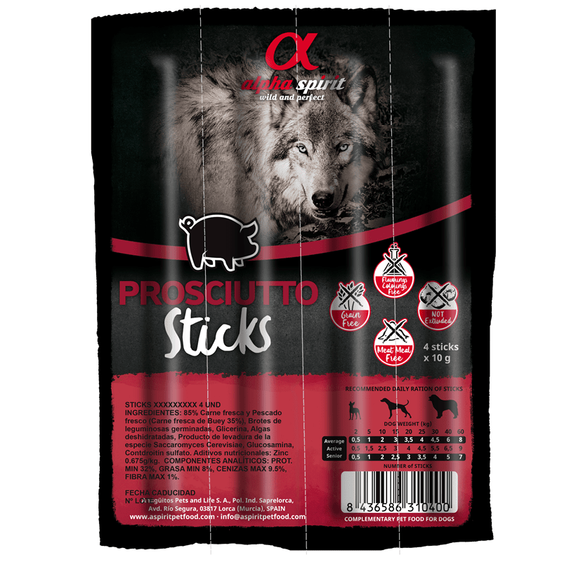 alpha spirit Dog Sticks Prosciutto, Snacks