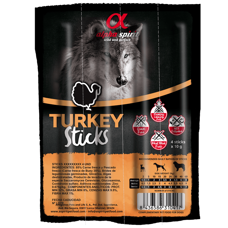 alpha spirit Dog Sticks Truthahn, Snacks