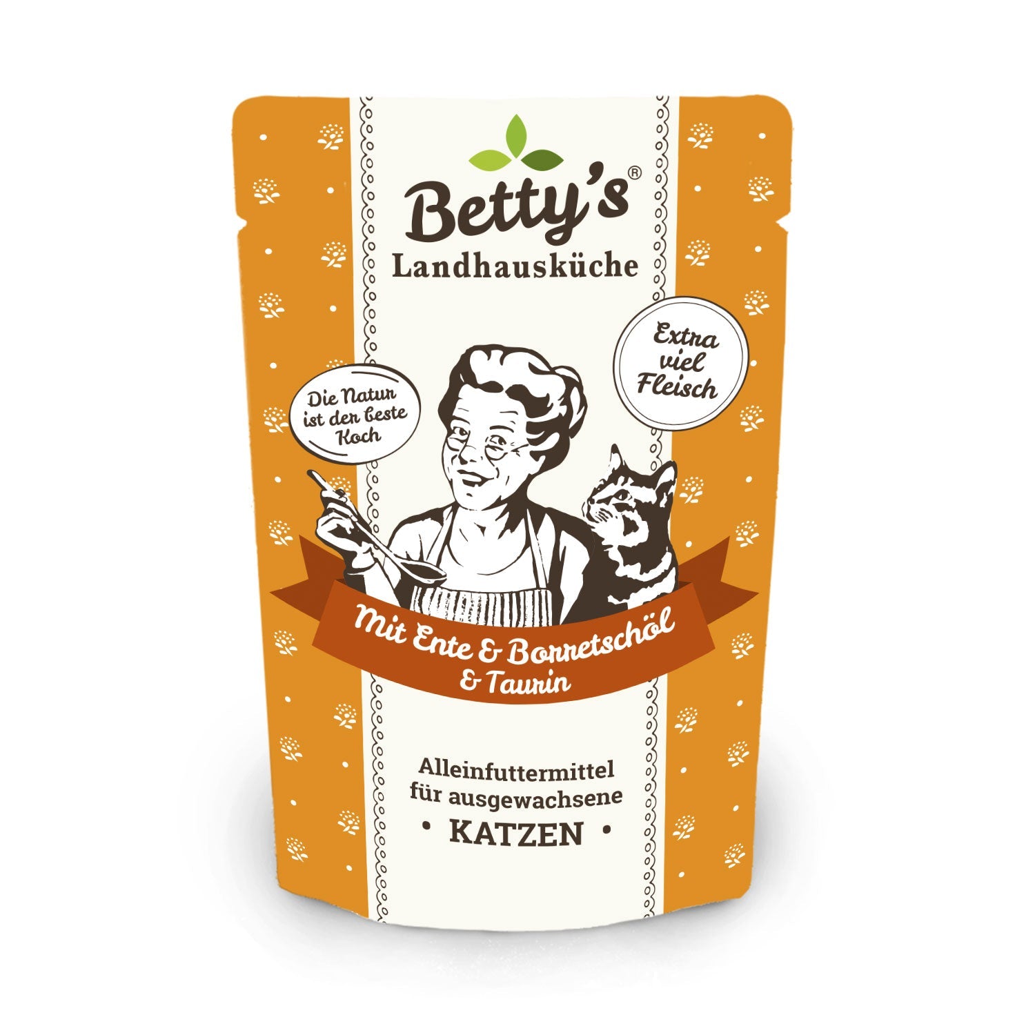 Artikel mit dem Namen Betty's Katze Ente im Shop von zoo.de , dem Onlineshop für nachhaltiges Hundefutter und Katzenfutter.