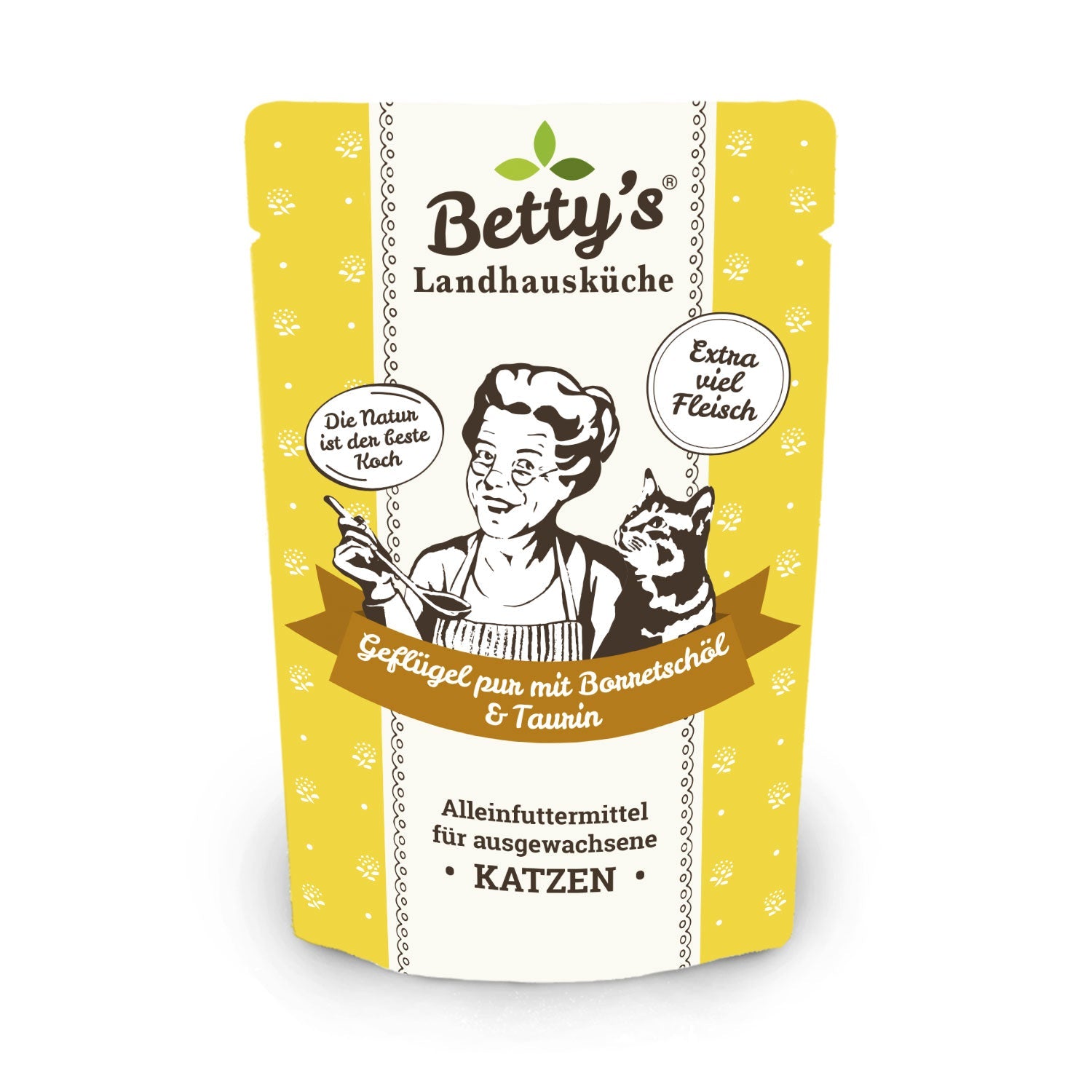 Artikel mit dem Namen Betty's Katze Geflügel PUR im Shop von zoo.de , dem Onlineshop für nachhaltiges Hundefutter und Katzenfutter.