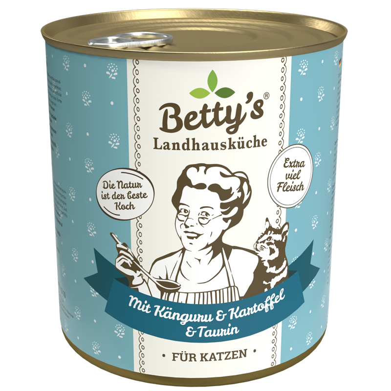 Artikel mit dem Namen Betty's Katze Känguru Kartoffeln und Geflügel im Shop von zoo.de , dem Onlineshop für nachhaltiges Hundefutter und Katzenfutter.