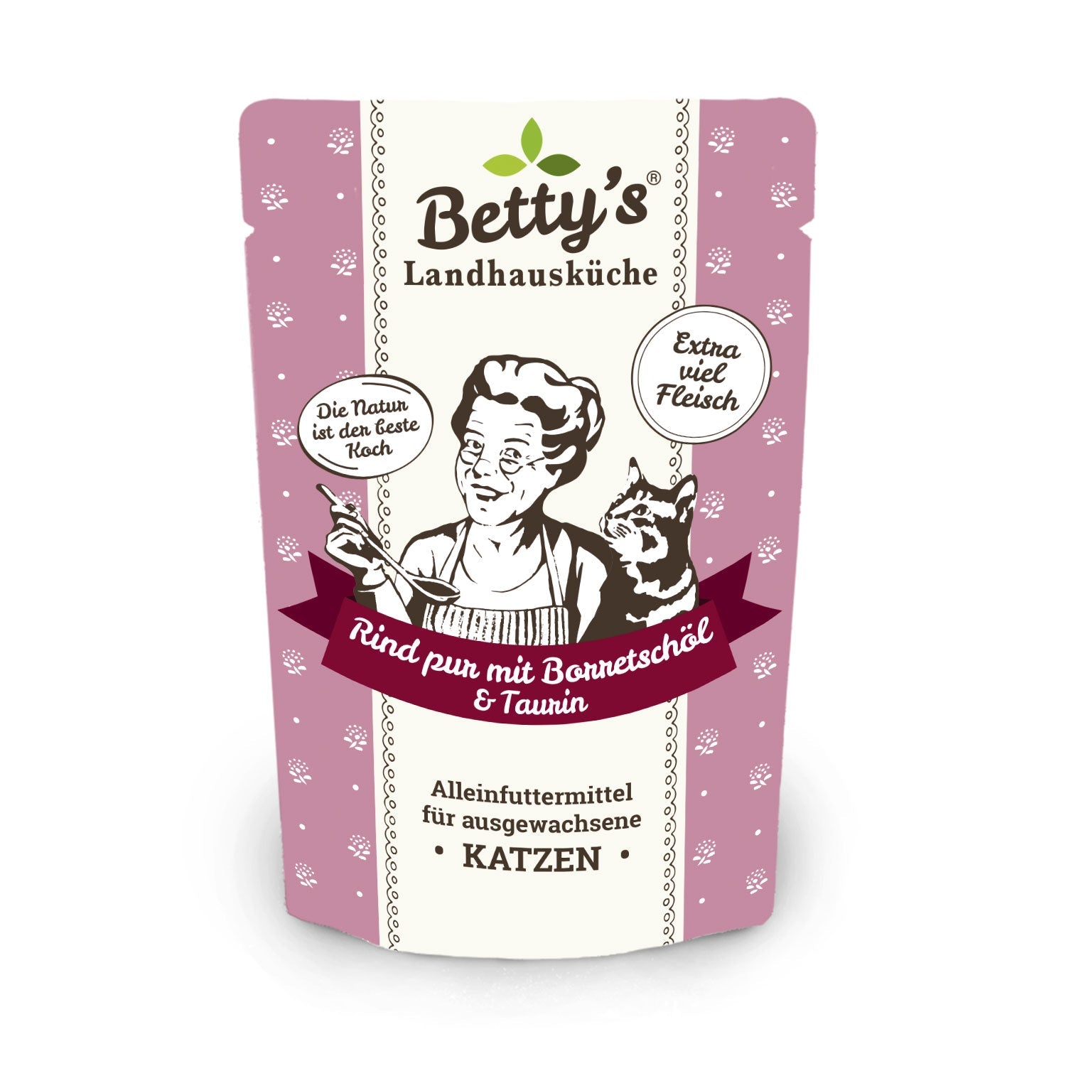 Artikel mit dem Namen Betty's Katze Rind pur Borretschöl im Shop von zoo.de , dem Onlineshop für nachhaltiges Hundefutter und Katzenfutter.