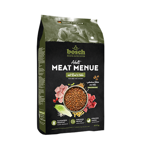 bosch MEAT MENUE Adult Hundetrockenfutter mit Rind und Huhn, glutenfrei, 800-g-Beutel