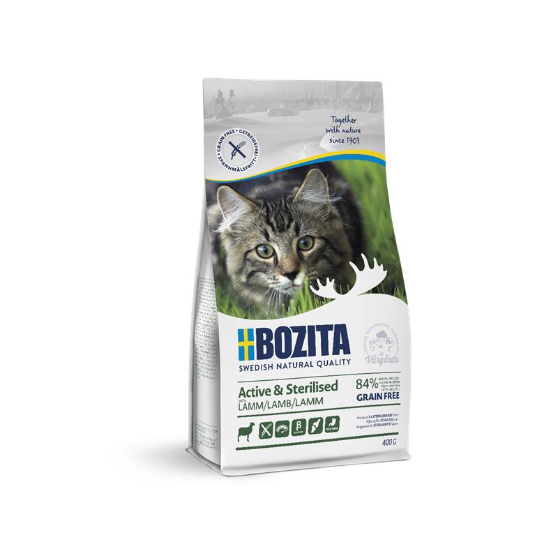 Artikel mit dem Namen Bozita Cat Active &amp; Sterilised Grain free Lamb im Shop von zoo.de , dem Onlineshop für nachhaltiges Hundefutter und Katzenfutter.