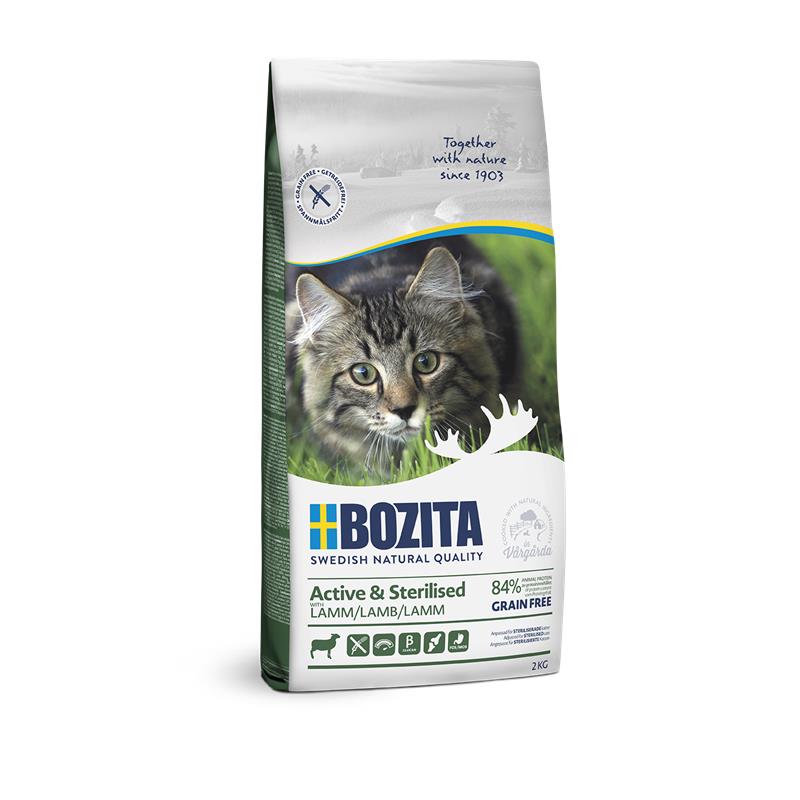 Artikel mit dem Namen Bozita Cat Active &amp; Sterilised Grain free Lamb im Shop von zoo.de , dem Onlineshop für nachhaltiges Hundefutter und Katzenfutter.