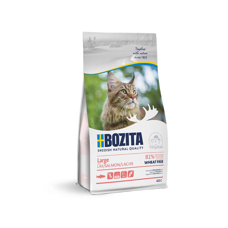 Artikel mit dem Namen Bozita Cat Hair & Skin Wheat free Salmon Large im Shop von zoo.de , dem Onlineshop für nachhaltiges Hundefutter und Katzenfutter.