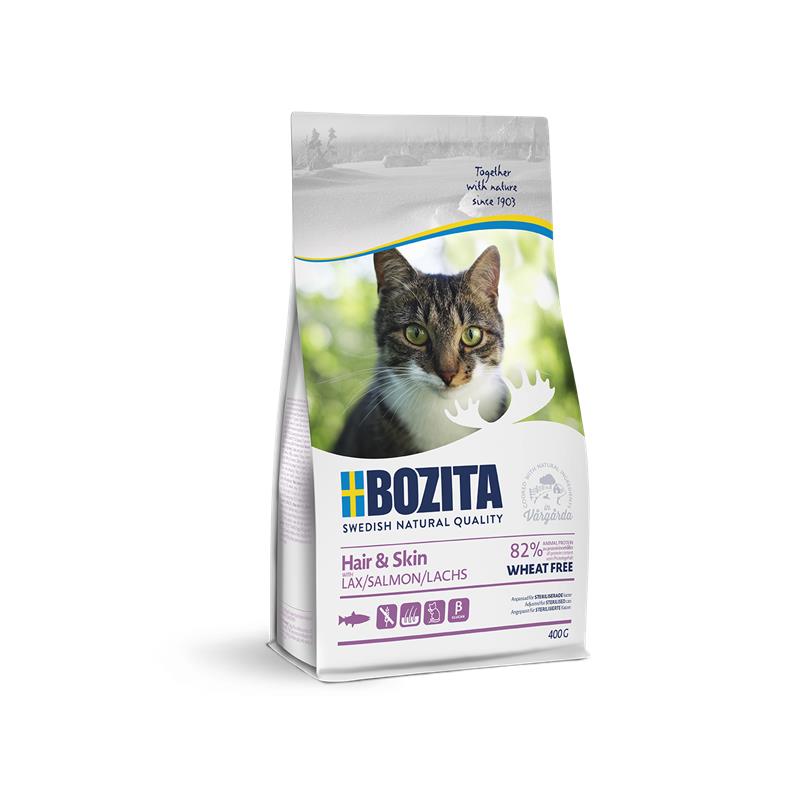 Artikel mit dem Namen Bozita Cat Hair & Skin Wheat free Salmon im Shop von zoo.de , dem Onlineshop für nachhaltiges Hundefutter und Katzenfutter.