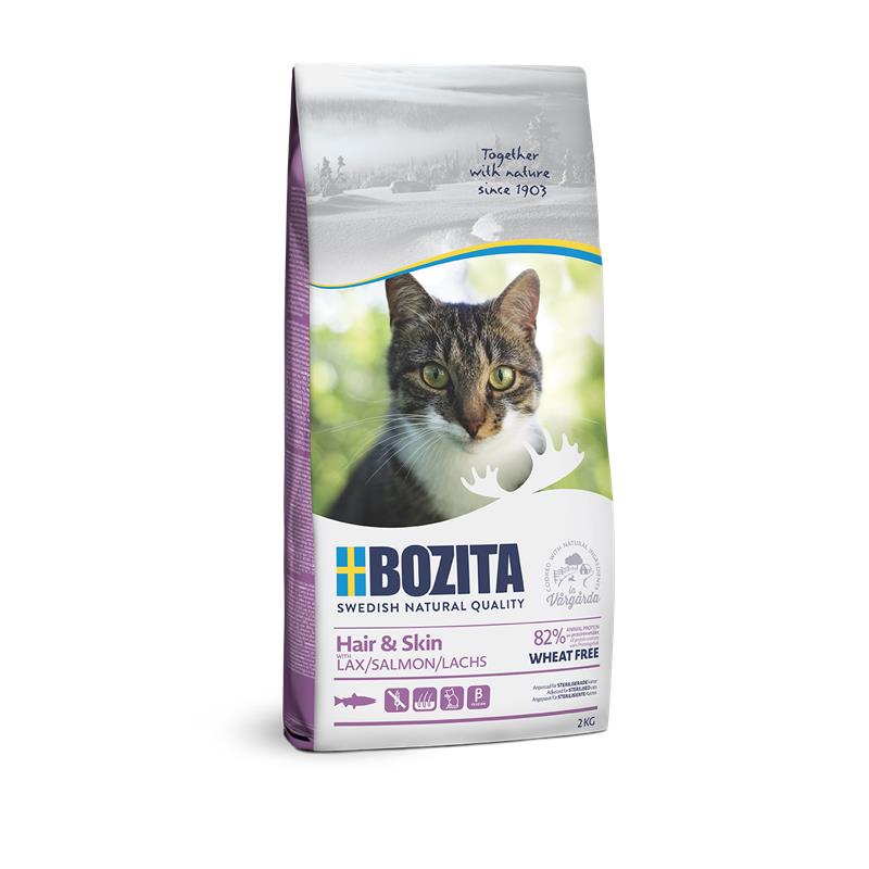 Artikel mit dem Namen Bozita Cat Hair & Skin Wheat free Salmon im Shop von zoo.de , dem Onlineshop für nachhaltiges Hundefutter und Katzenfutter.