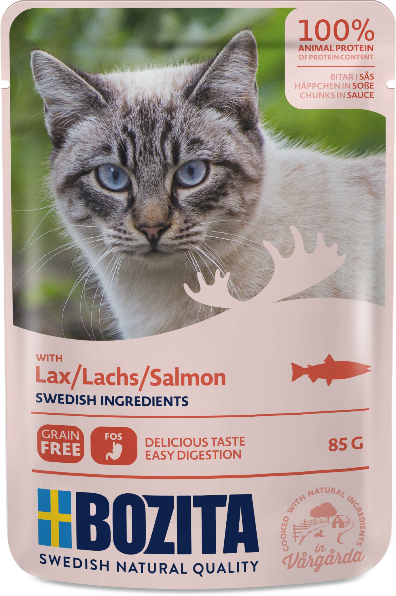 Artikel mit dem Namen Bozita Cat Häppchen in Soße mit Lachs im Shop von zoo.de , dem Onlineshop für nachhaltiges Hundefutter und Katzenfutter.