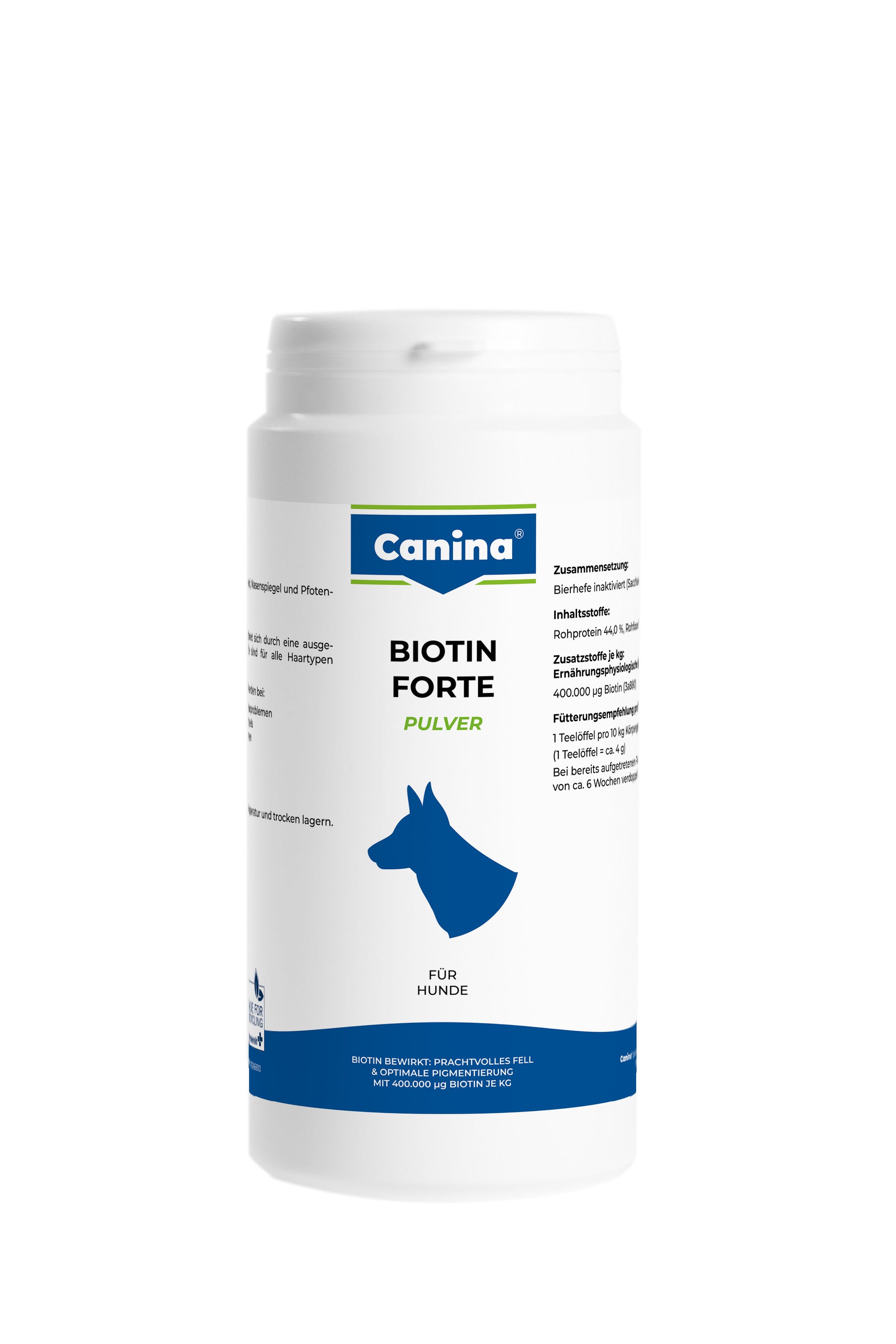 Artikel mit dem Namen Canina Biotin Forte Pulver im Shop von zoo.de , dem Onlineshop für nachhaltiges Hundefutter und Katzenfutter.