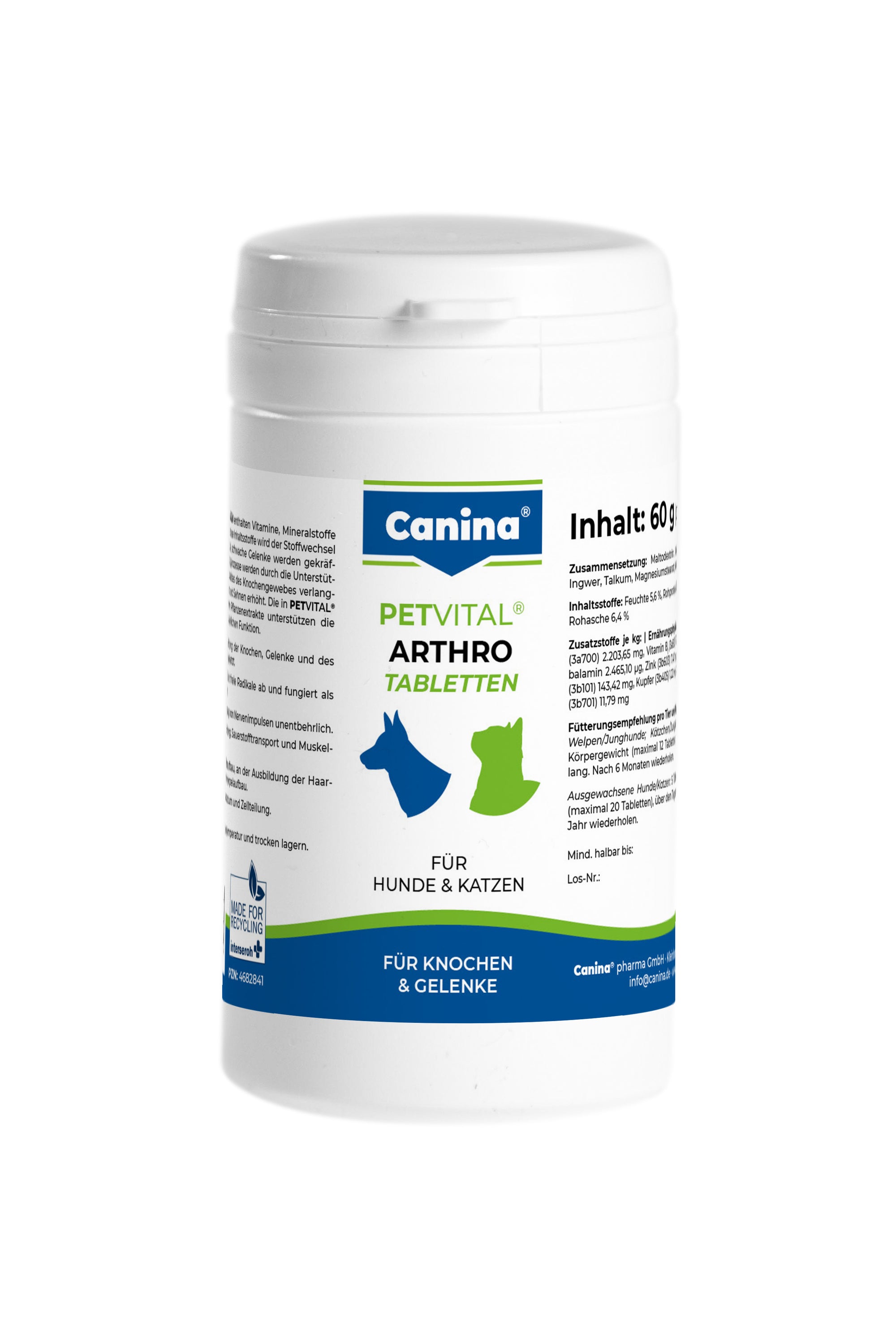 Artikel mit dem Namen Canina PETVITAL Arthro-Tabletten im Shop von zoo.de , dem Onlineshop für nachhaltiges Hundefutter und Katzenfutter.