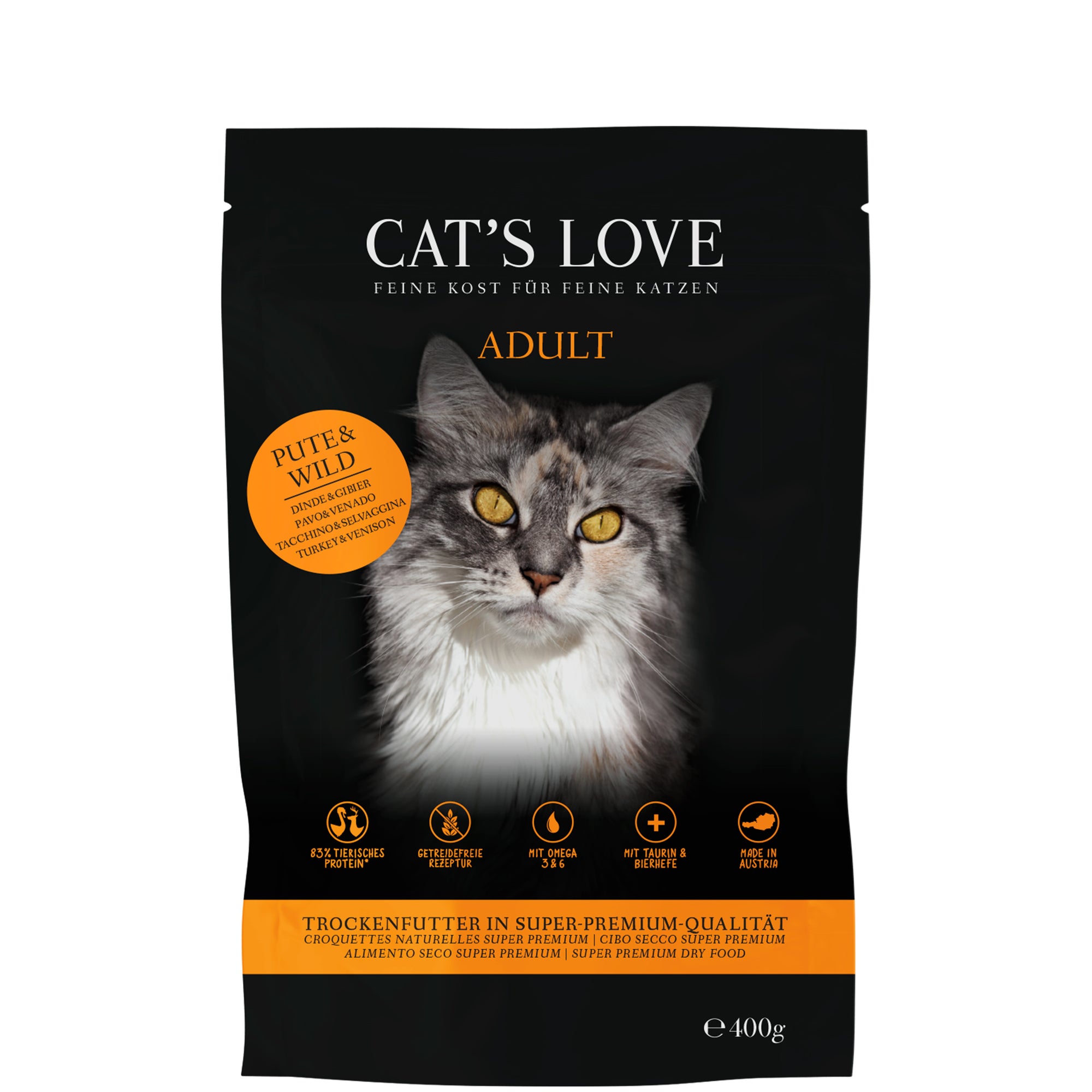 Artikel mit dem Namen CATSLOVE Pute&Wild im Shop von zoo.de , dem Onlineshop für nachhaltiges Hundefutter und Katzenfutter.