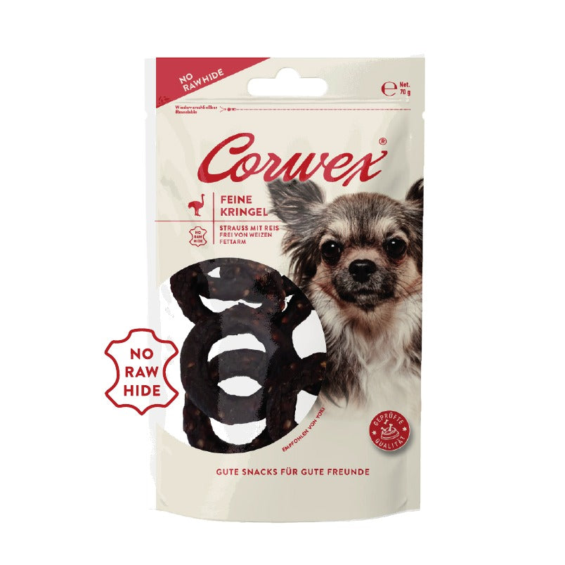 Corwex Hund Feine Kringel Strauß mit Reis, Verpackung mit Produkt