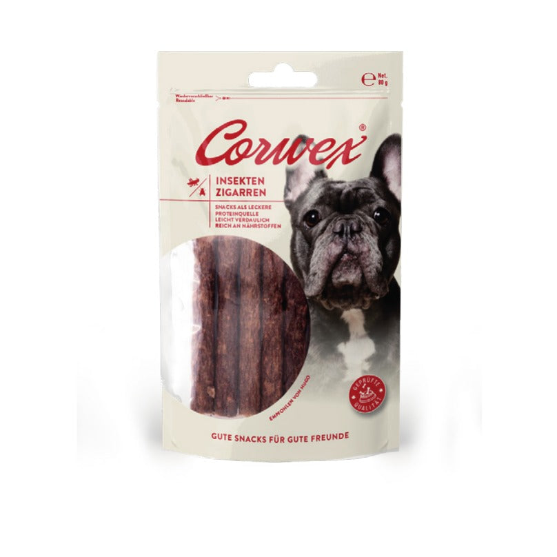 Corwex Hund Insekten-Zigarren, Verpackung mit Produkt