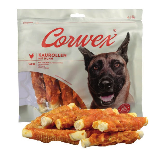 Corwex Hund Kaurolle mit Huhn, Verpackung mit Produkt