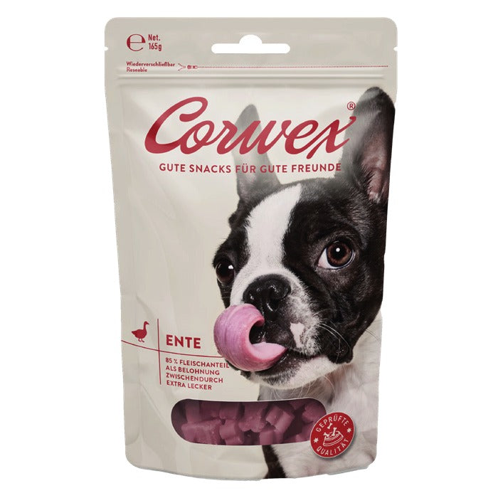 Corwex Hund Soft Treats Ente, Verpackung mit Produkt