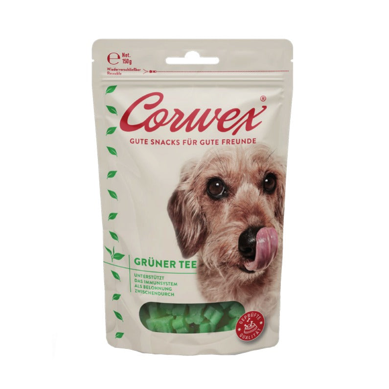 Corwex Hund Soft Treats Grüner Tee, Verpackung mit Produkt