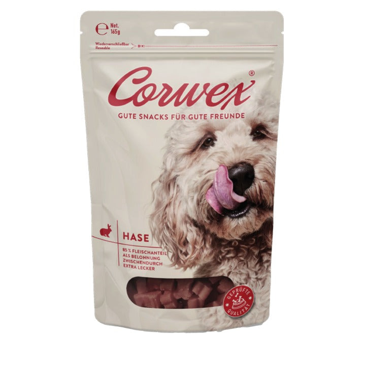 Corwex Hund Soft Treats Hase, Verpackung mit Produkt