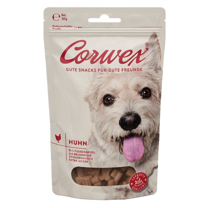 Corwex Hund Soft Treats Huhn, Verpackung mit Produkt