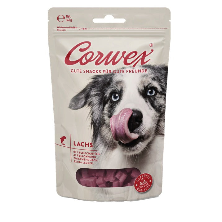 Corwex Hund Soft Treats Lachs, Verpackung mit Produkt