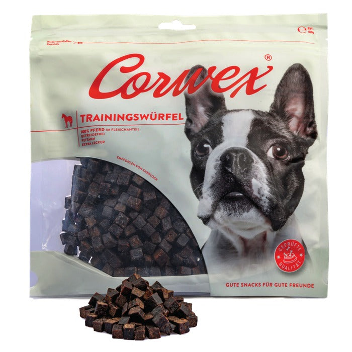 Corwex Hund Trainingswürfel Pferd, Verpackung mit Produkt