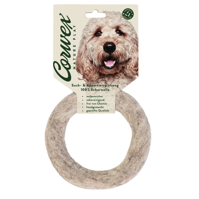 Corwex Nature Play Filzring 15 cm, grau, Verpackung mit Produkt