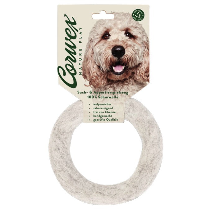 Corwex Nature Play Filzring 15 cm, weiß, Verpackung mit Produkt