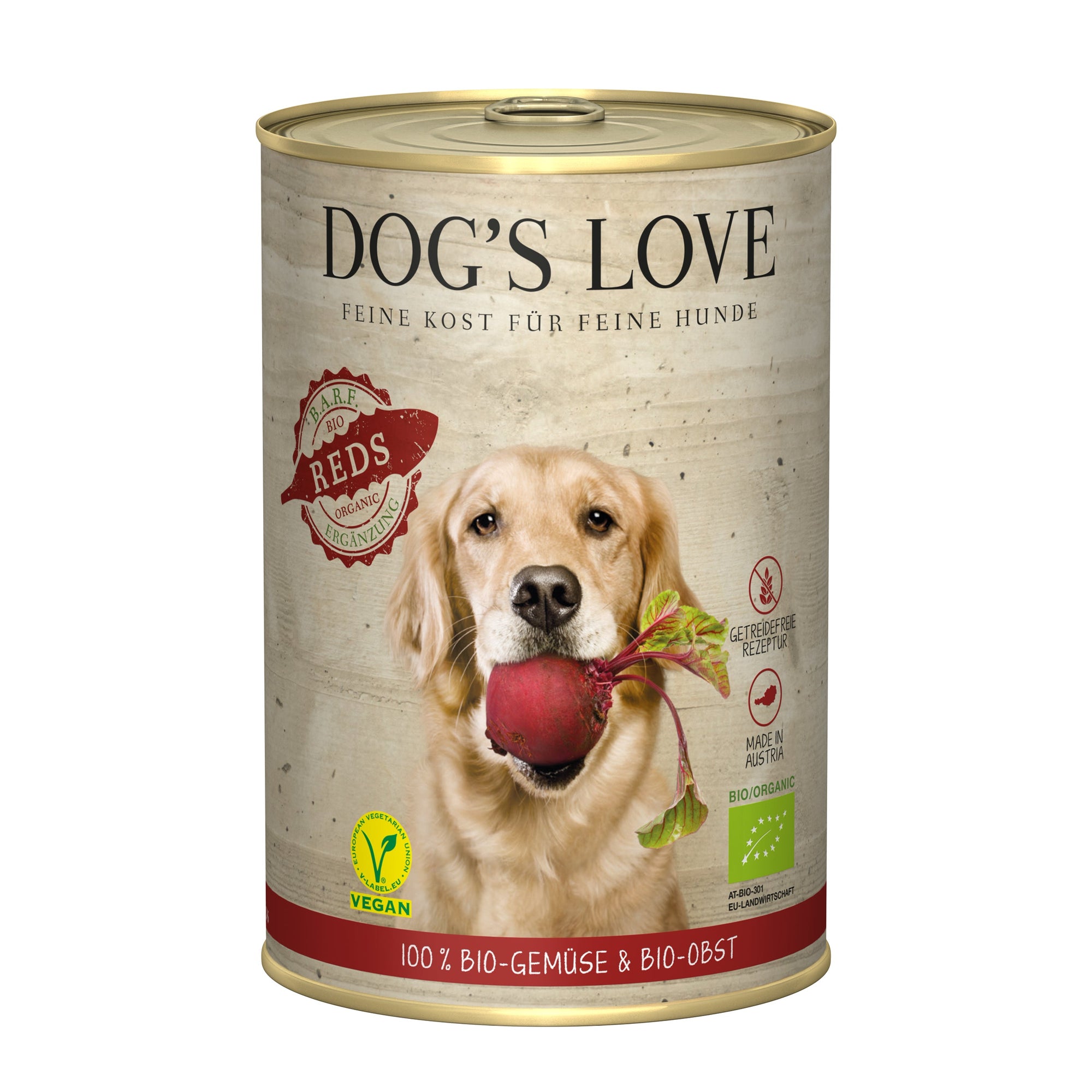 Artikel mit dem Namen DOG'S LOVE BIO Reds Vegan im Shop von zoo.de , dem Onlineshop für nachhaltiges Hundefutter und Katzenfutter.