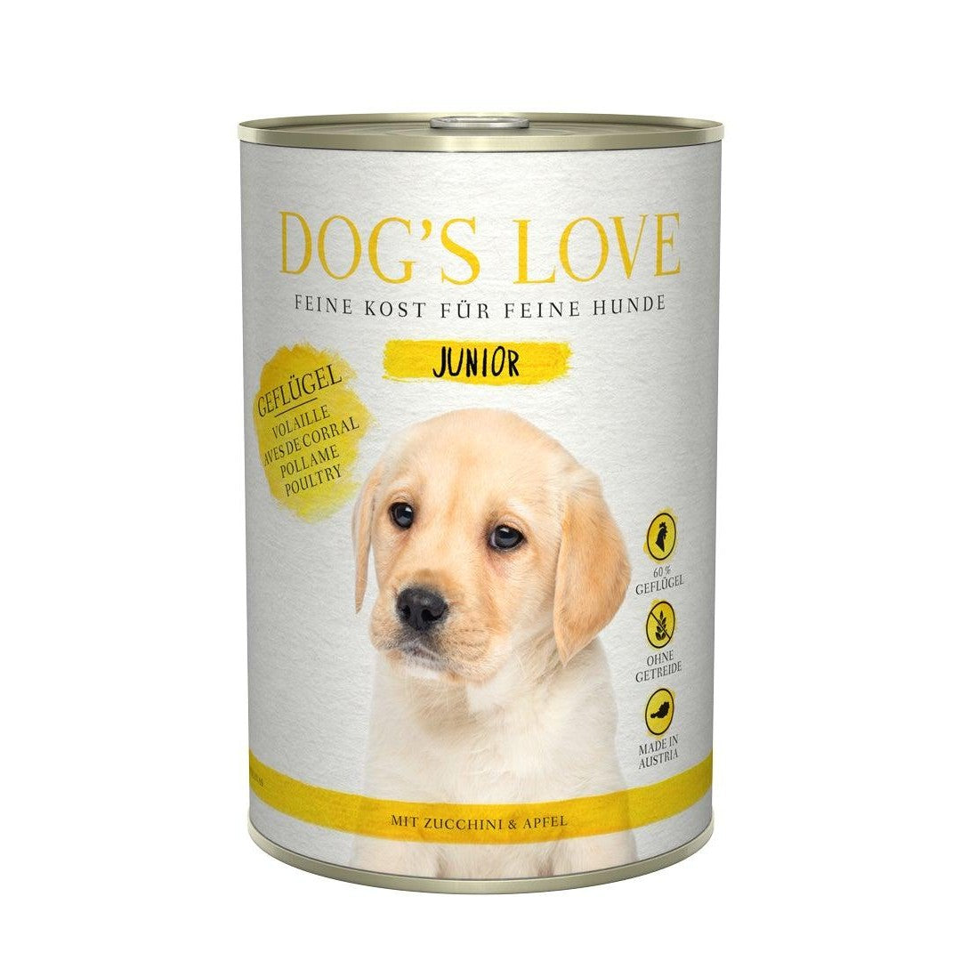 Artikel mit dem Namen DOG'S LOVE JUNIOR Geflügel im Shop von zoo.de , dem Onlineshop für nachhaltiges Hundefutter und Katzenfutter.