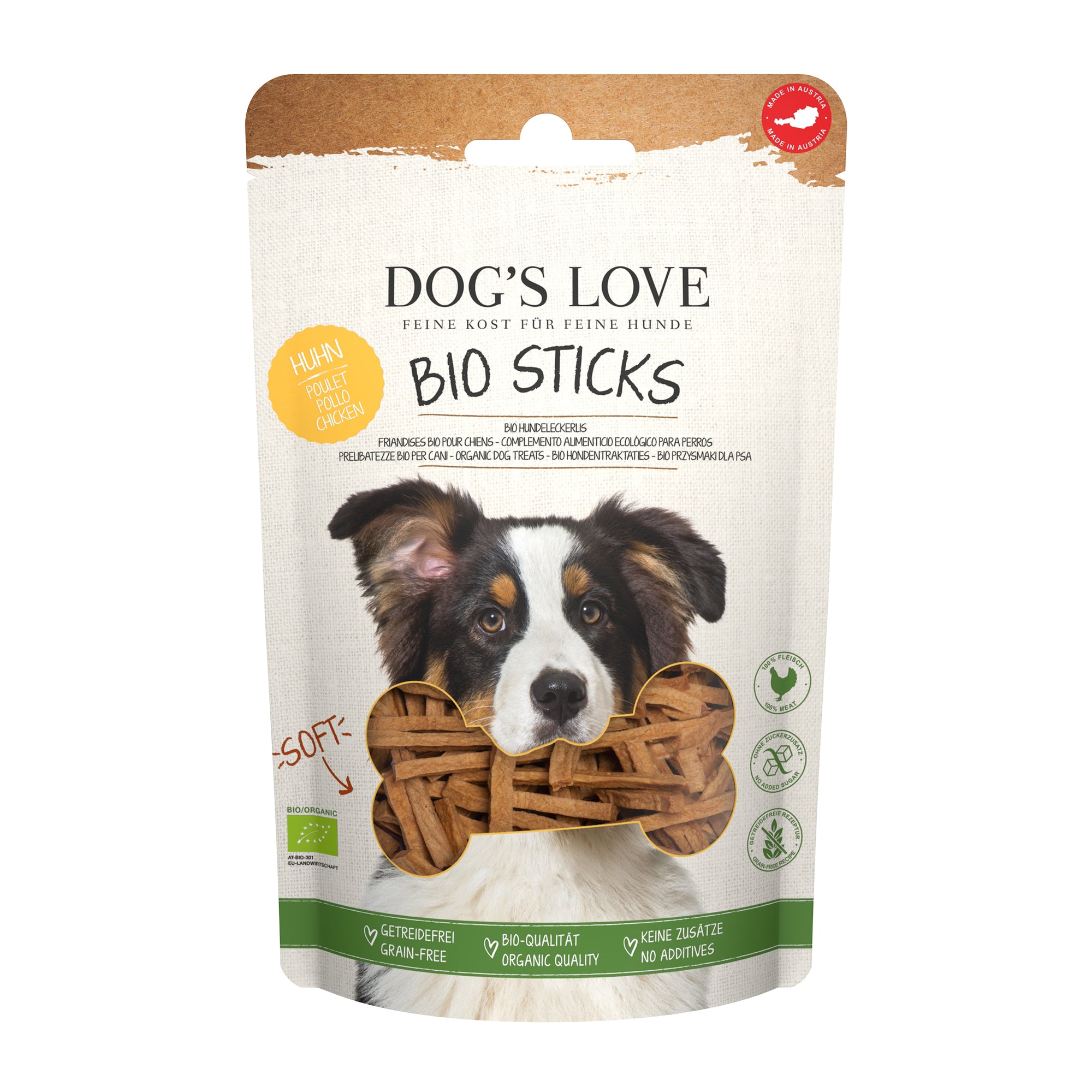 Artikel mit dem Namen DOG'S LOVE Sticks BIO Huhn im Shop von zoo.de , dem Onlineshop für nachhaltiges Hundefutter und Katzenfutter.