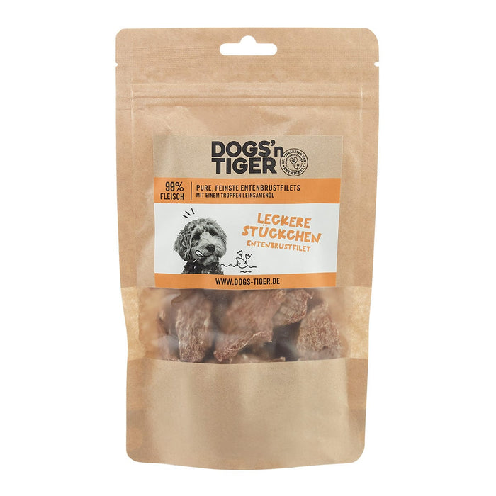 Artikel mit dem Namen Dogs'n Tiger Hund Leckere Stückchen Ente im Shop von zoo.de , dem Onlineshop für nachhaltiges Hundefutter und Katzenfutter.