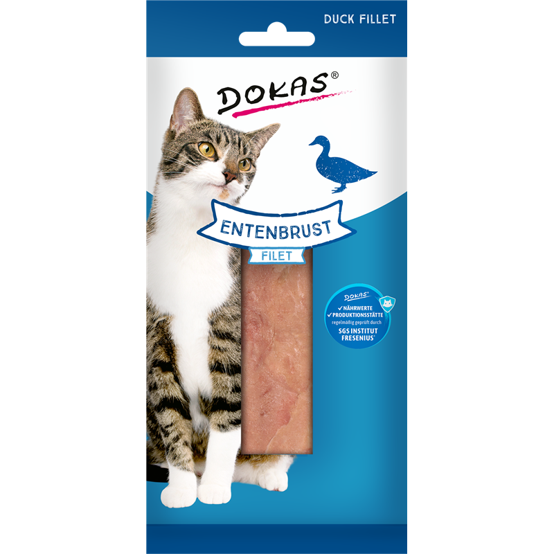 Artikel mit dem Namen Dokas Cat Snack Entenbrust Filet im Shop von zoo.de , dem Onlineshop für nachhaltiges Hundefutter und Katzenfutter.