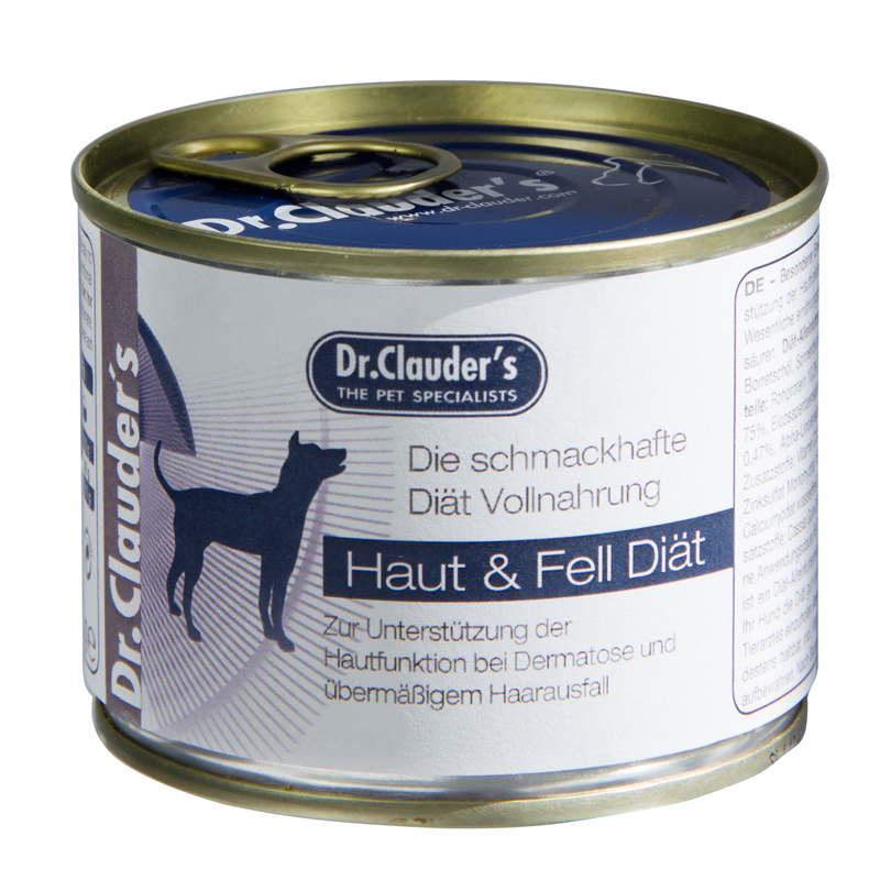 Artikel mit dem Namen Dr.Clauder's Diät FSD Haut+Felldiät Nassfutter im Shop von zoo.de , dem Onlineshop für nachhaltiges Hundefutter und Katzenfutter.