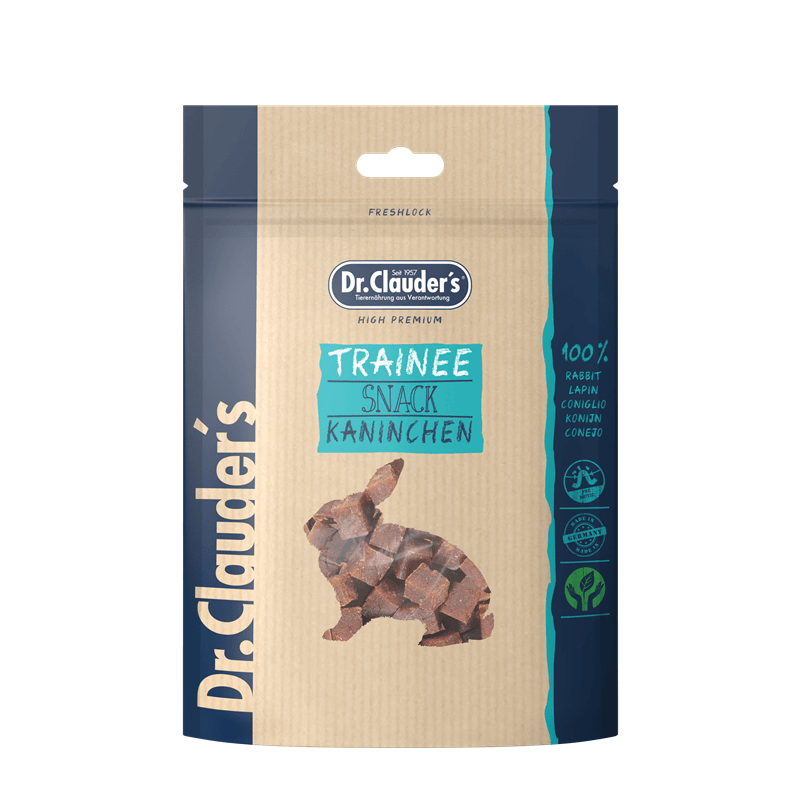 Artikel mit dem Namen Dr.Clauder's Dog Snack Trainee Kaninchenfleisch im Shop von zoo.de , dem Onlineshop für nachhaltiges Hundefutter und Katzenfutter.