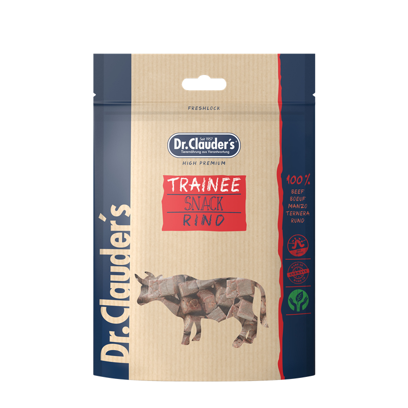 Artikel mit dem Namen Dr.Clauder's Dog Snack Trainee Rinderfleisch im Shop von zoo.de , dem Onlineshop für nachhaltiges Hundefutter und Katzenfutter.