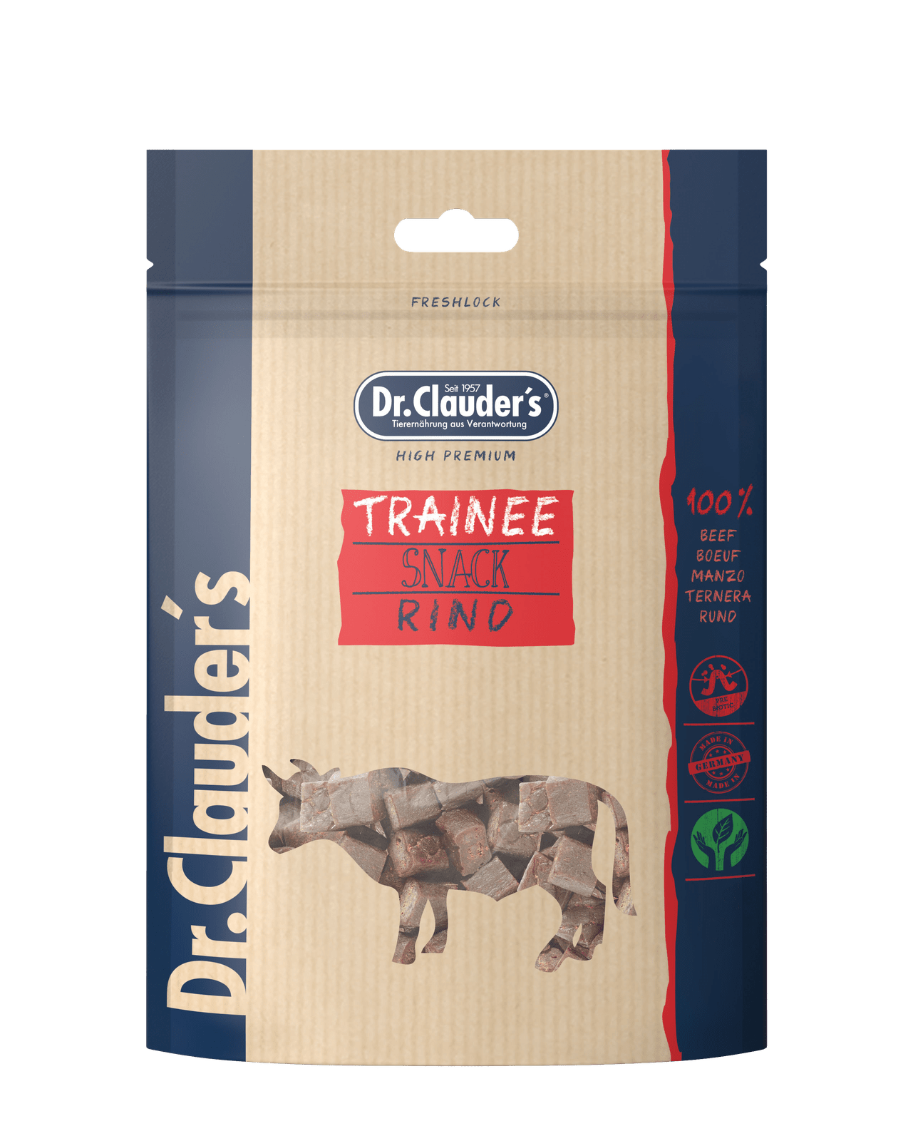 Artikel mit dem Namen Dr.Clauder's Dog Snack Trainee Rinderfleisch im Shop von zoo.de , dem Onlineshop für nachhaltiges Hundefutter und Katzenfutter.