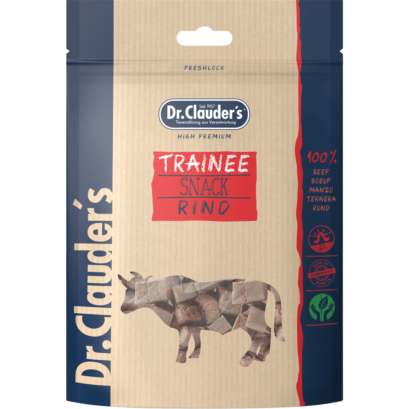 Artikel mit dem Namen Dr.Clauder's Dog Snack Trainee Rinderfleisch im Shop von zoo.de , dem Onlineshop für nachhaltiges Hundefutter und Katzenfutter.