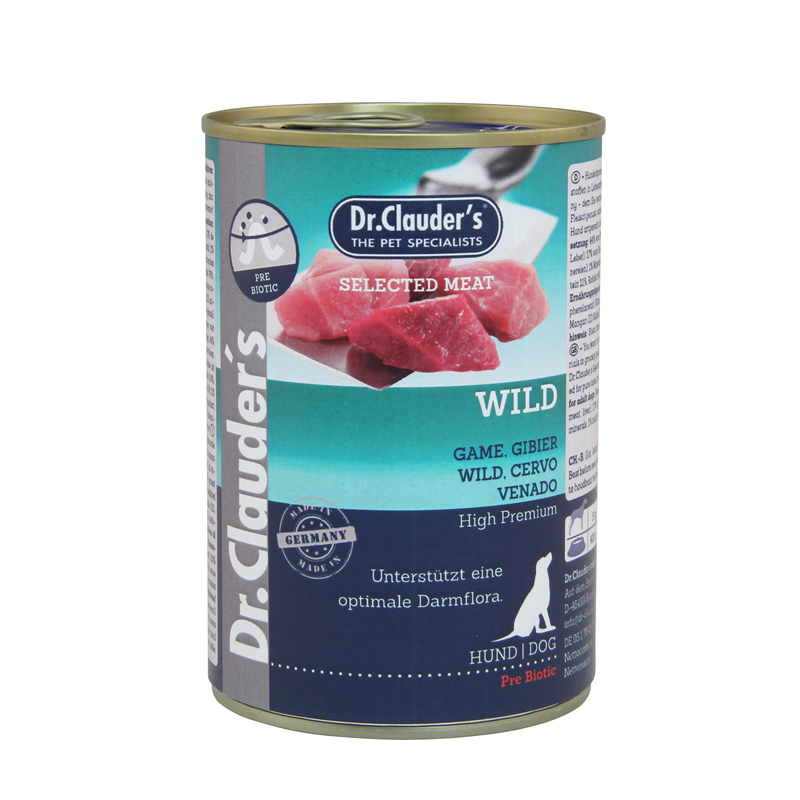 Artikel mit dem Namen Dr.Clauder&#39;s Selected Meat Wild im Shop von zoo.de , dem Onlineshop für nachhaltiges Hundefutter und Katzenfutter.