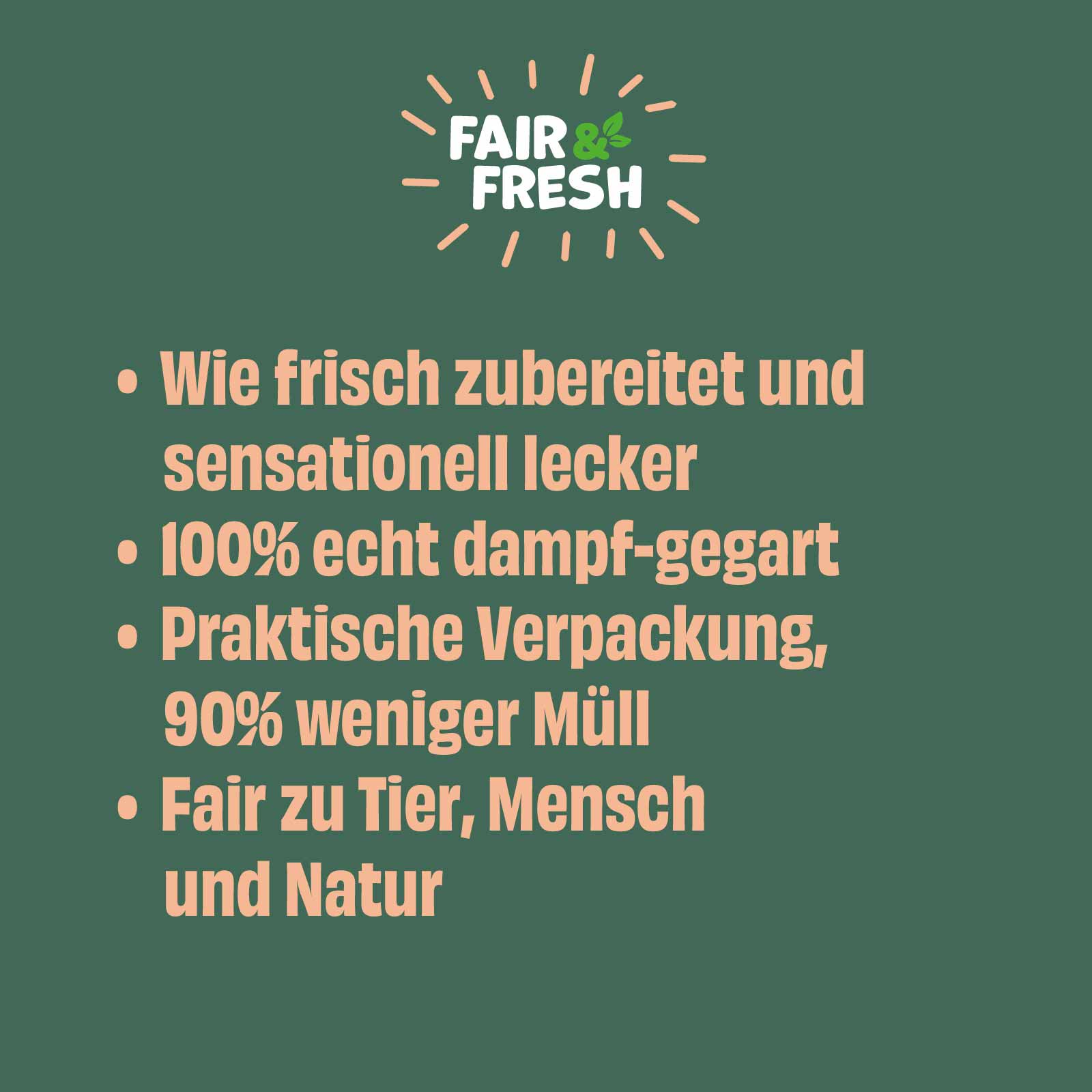 Artikel mit dem Namen FAIR&FRESH Topping Zucchini,Brokkoli,Spinat im Shop von zoo.de , dem Onlineshop für nachhaltiges Hundefutter und Katzenfutter.