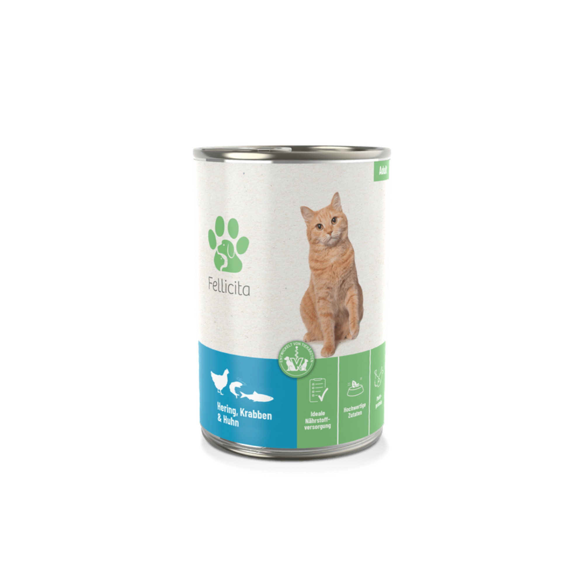 Artikel mit dem Namen Fellicita Hering, Krabben & Huhn für Katzen im Shop von zoo.de , dem Onlineshop für nachhaltiges Hundefutter und Katzenfutter.