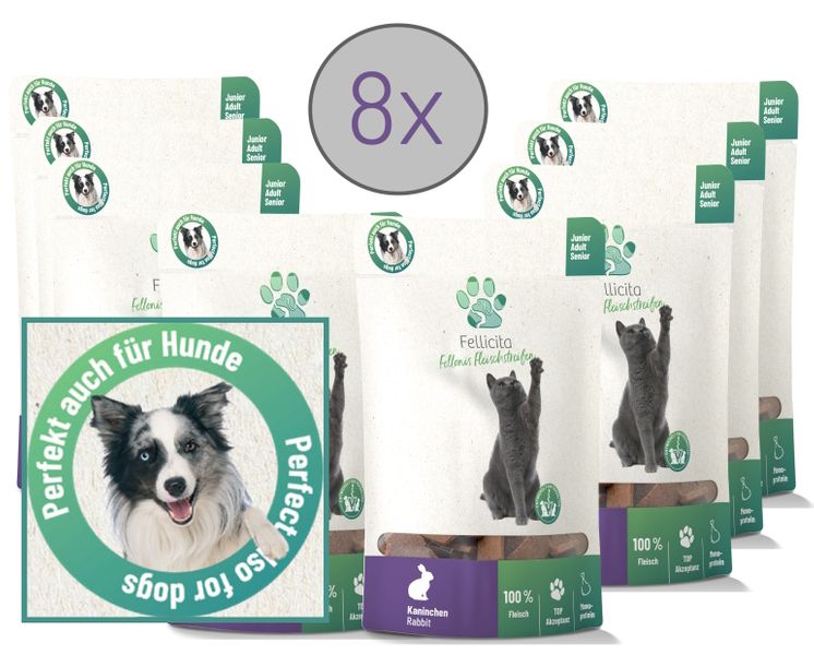 Artikel mit dem Namen Fellicita Kaninchen Fleischstreifen Hundesnacks im Shop von zoo.de , dem Onlineshop für nachhaltiges Hundefutter und Katzenfutter.