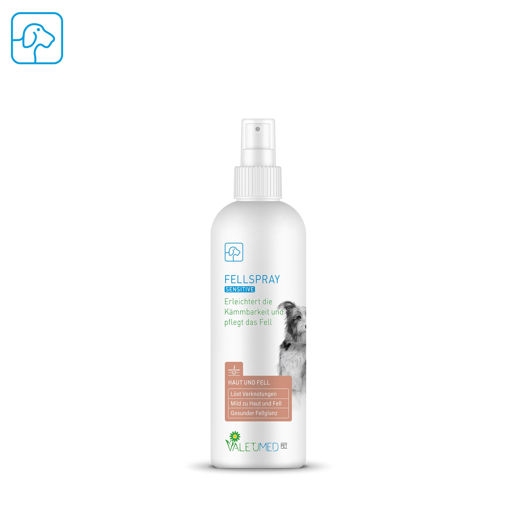 Valetumed Fellspray sensitive für Hunde, 100-ml-Sprühflasche