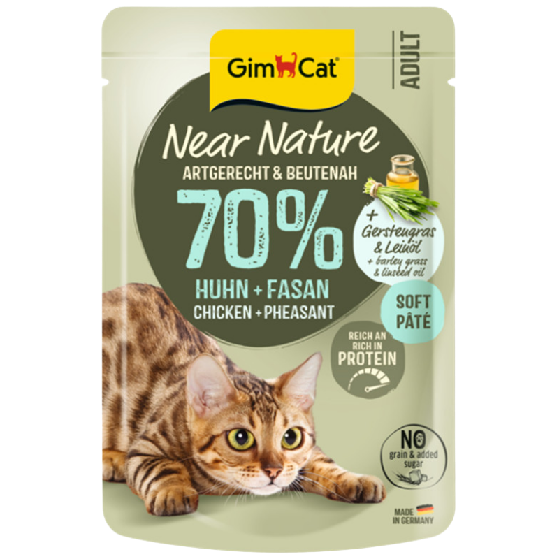 GimCat Near Nature Huhn &amp; Fasan Katzennassfutter, 85-g-Frischebeutel