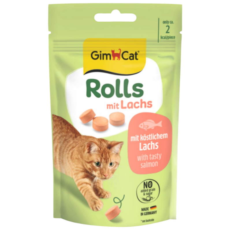GimCat Rolls mit Lachs Katzensnack, 40-g-Beutel