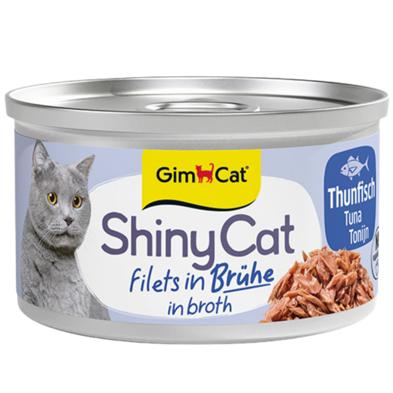 GimCat ShinyCat Filets in Brühe Thunfisch Katzenfutter, 70-g-Dose