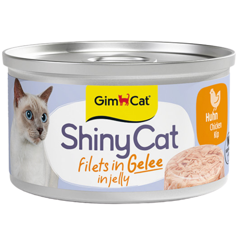 GimCat ShinyCat Filets in Gelee Hühnchen Katzenfutter, 70-g-Dose