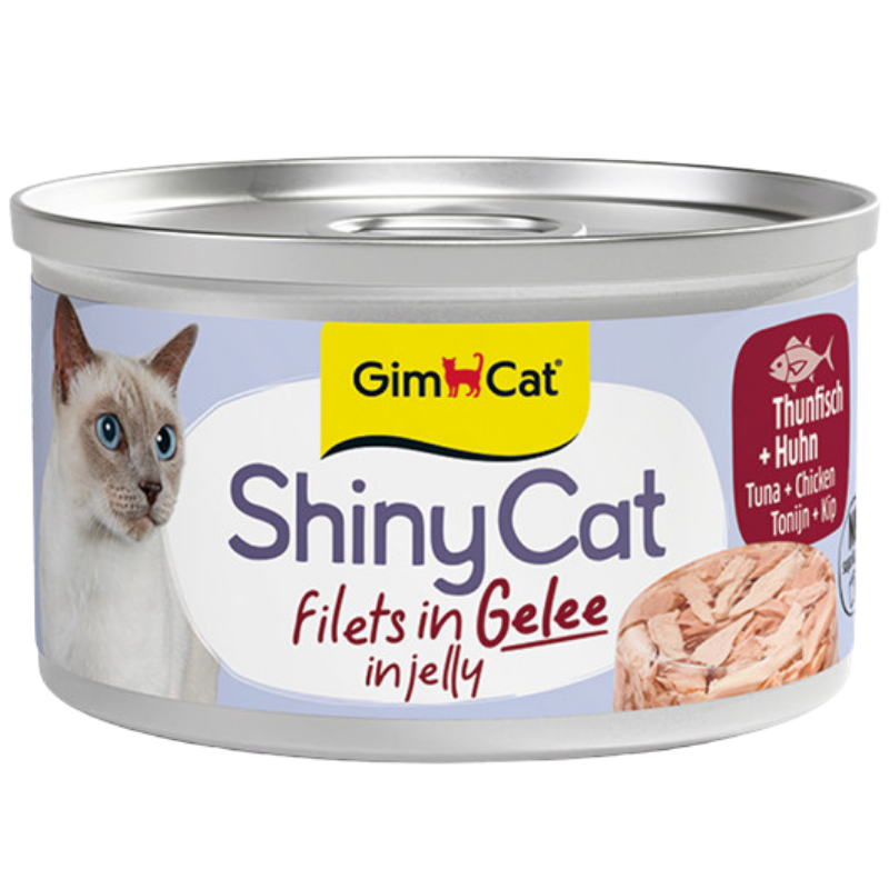 GimCat ShinyCat Filets in Gelee Thunfisch und Hühnchen Katzenfutter, 70-g-Dose