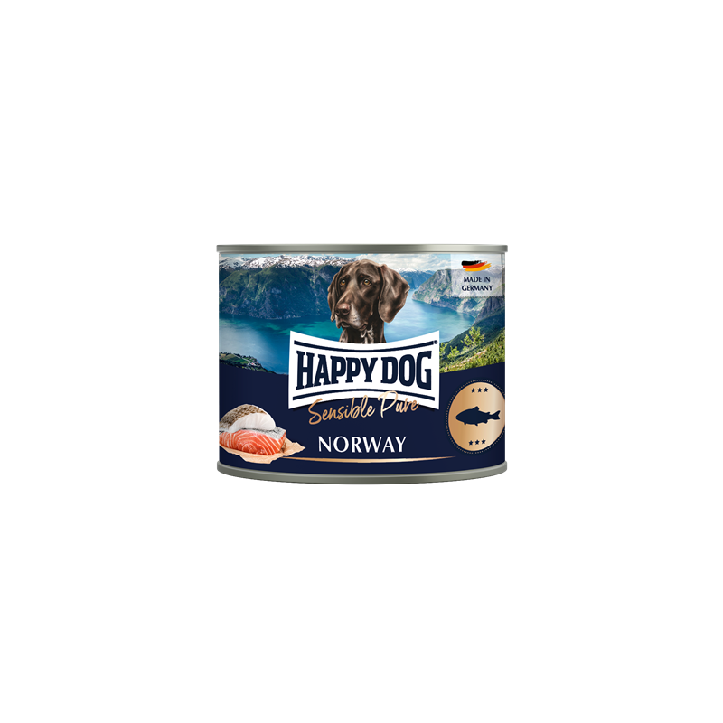 Artikel mit dem Namen Happy Dog Dose Sensible Pure Norway Seefisch im Shop von zoo.de , dem Onlineshop für nachhaltiges Hundefutter und Katzenfutter.